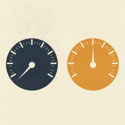 Two analog audio gauges side by side showing different needle readings, symbolising the NRR and SNR rating systems measuring the same earplug differently